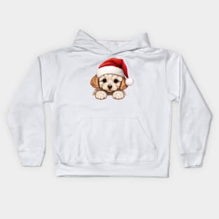 Christmas Peeking Bichon Frise Dog Kids Hoodie